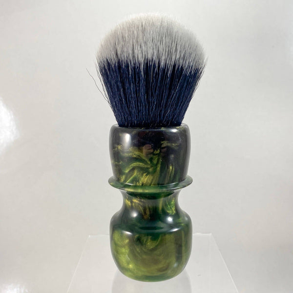 Emerald Green, Black, and Gold Resin 24mm Synthetic Shaving Brush - by Some Making Required (Pre-Owned) Shaving Brush Murphy & McNeil Pre-Owned Shaving 