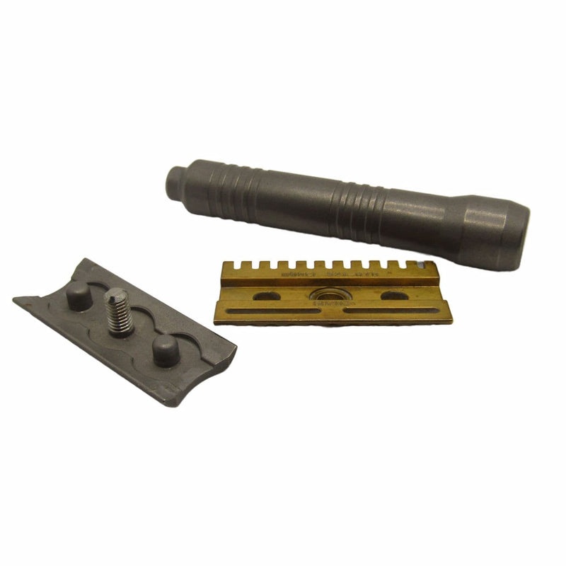 Model 921Stainless Steel Safety Razor (Stonewashed with Hybrid Baseplate) - by Yates Precision (Pre-Owned) Safety Razor Murphy & McNeil Pre-Owned Shaving 