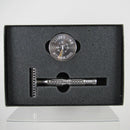 Polished Stainless Steel Safety Razor (0.68 Open Comb) with Stand - by Timeless Razors (Pre-Owned) Safety Razor Murphy & McNeil Pre-Owned Shaving 