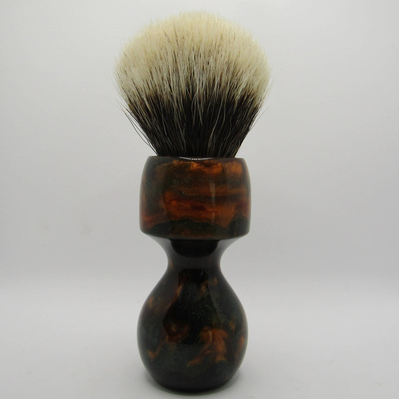 Copper and Emerald Marble 24mm 2-Band Badger Shaving Brush - by Strike Gold Shave (Pre-Owned) Shaving Brush Murphy & McNeil Pre-Owned Shaving 